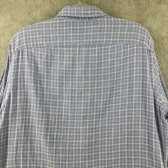 UNTUCKit Shirt Mens M Blue Plaid Brush Cotton Lined LS Button Front Collared - Picture 7 of 12